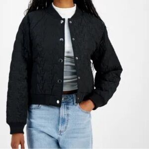 Madden Girl Black Quilted Star Stitched Bomber Jacket Size Medium